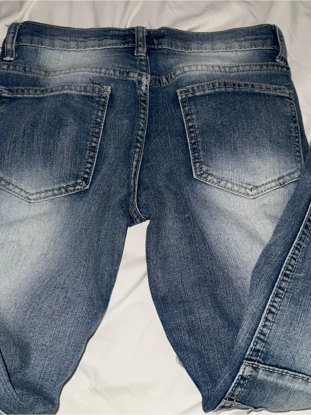Kids’ Distressed Blue Ribbed Knee Jeans